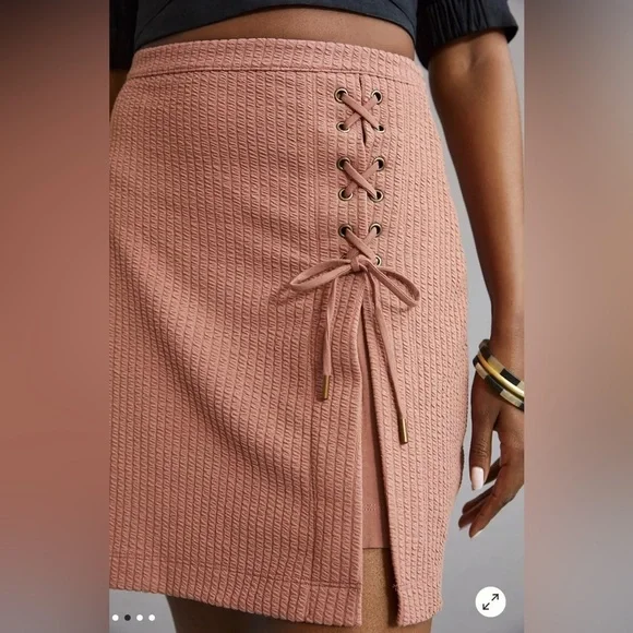 NWT Anthropologie Lace-Up Knit Mini Skirt
